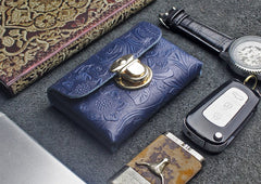 Handmade Leather Floral Mens Cool billfold Wallet Card Holder Small Card Slim Wallets for Men
