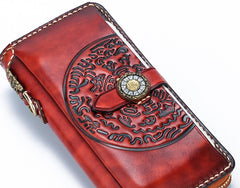 Handmade Leather Mens Chain Biker Wallet Cool Leather Wallet Long Phone Wallets for Men