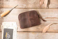 Leather Mens Coin Holders Slim Front Pocket Wallet Change Wallet for Men - iwalletsmen