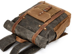 Waxed Canvas Leather Mens Travel Backpacks Canvas Backpack Canvas School Backpack for Men - iwalletsmen