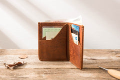 Handmade Leather Mens Small Wallets Bifold Vintage Slim billfold Wallet for Men - iwalletsmen