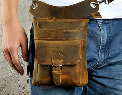 Cool Biker Leather Drop Leg Bag Mens Belt Pouch Waist Bag Shoulder Bag for Men - iwalletsmen