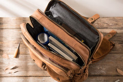 Cool Brown Mens Leather Backpacks Travel Backpacks Laptop Backpack for men - iwalletsmen