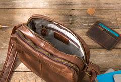 Cool Small Leather Black Mens Messenger Bags Shoulder Bags  for Men - iwalletsmen