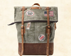 Cool Canvas Leather Gray Travel Bag Mens Backpack Canvas Canvas School Bag for Men - iwalletsmen