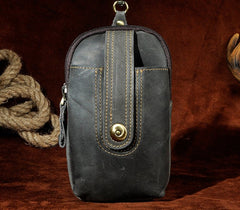 Mens Small Leather Holster Belt Case Belt Pouch Cell Phone Waist Pouch for Men - iwalletsmen