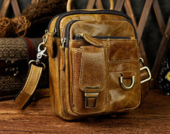 Mens Leather Small Side Bag COURIER BAG Waist Bag Holster Belt Case Belt Pouch for Men - iwalletsmen
