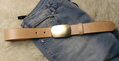 Beige Handmade Leather Mens Belt Leather Belt for Men - iwalletsmen