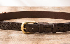 Handmade Cool Braided Leather Mens Belt Leather Belt for Men - iwalletsmen