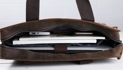 Vintage Coffee Leather Mens Briefcases Work Bag Laptop Bag Business Bag for Men - iwalletsmen
