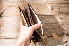 Vintage Cool Mens long Wallet Leather Wallet Long Wallet for Men - iwalletsmen