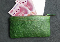 Handmade Leather Mens Cool Zipper Phone Travel Long Wallet Holder Slim Clutch Wallets for Men