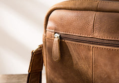 Cool Mens Small Leather Brown Bag Messenger Bags Shoulder Bags  for Men - iwalletsmen