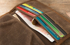 Cool Canvas Leather Mens Bifold Long Wallet Long Wallet for Men - iwalletsmen