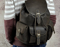 Cool Leather Mens Backpack Vintage Travel Backpack School Backpack for men - iwalletsmen
