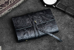 Handmade Leather Floral Mens Cool billfold Wallet Card Holder Small Card Slim Wallets for Men