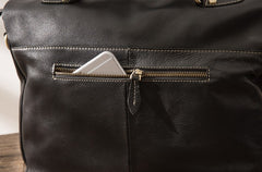 Black Leather Mens Large Briefcase Work Bag Laptop Bag Business Bag for Men - iwalletsmen