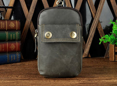 Leather Mens WAIST POUCH with Belt Loop Cell Phone Holster Belt Pouch for Men - iwalletsmen