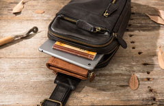 Vintage Leather Mens Sling Bag Sling Shoulder Bag Sling Backpack for men - iwalletsmen