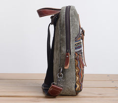 Folk Canvas Mens Sling Bag Vintage Chest Bag One Shoulder Pack for men - iwalletsmen