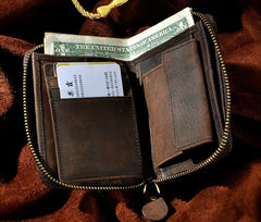 Cool Leather Mens Zipper Small Wallet Front Pocket Wallet for Men - iwalletsmen