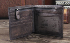 Handmade Genuine Leather Mens Cool Slim Leather Wallet Men Small Wallets Bifold for Men