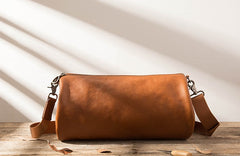 Cool Leather Mens Barrel Shoulder Bags Messenger Bags for Men - iwalletsmen