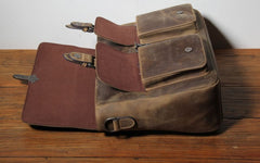 Handmade Leather Mens Cool Messenger Bag Work Bag Backpack Travel Bag Briefcase Bag for men