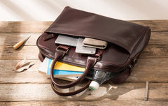 Red Brown Leather Mens Briefcase Work Bag Laptop Bag Business Bag for Men - iwalletsmen