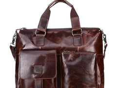 Vintage Leather Mens Briefcase Business Briefcase Cool Work Briefcase For Men - iwalletsmen