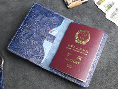 Handmade Leather Floral Mens Cool billfold Wallet Passport Card Holder Small Card Slim Wallets for Men