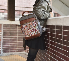 Vintage Canvas Gray Mens Backpack Canvas Travel Bag Canvas School Bag for Men - iwalletsmen