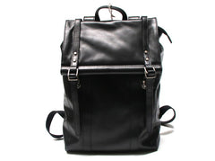 Black Leather Mens Backpack Travel Backpacks Laptop Backpack for men - iwalletsmen