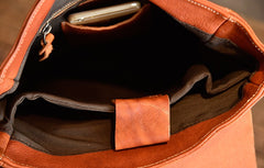 Handmade Leather Mens Women Cool Backpack Sling Bag Large Brown Travel Bag Hiking Bag for men
