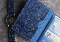 Handmade Leather Floral Mens Cool billfold Wallet Card Holder Small Card Slim Wallets for Men