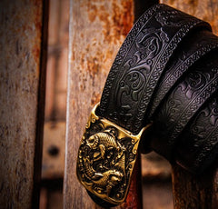 Handmade Genuine Leather Mens Belt Custom Cool Leather Men Black Belt for Men