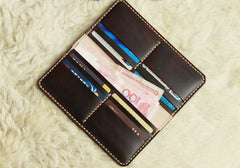 Vintage Leather Coffee Bifold Mens Long Wallet Leather Long Wallets for Men - iwalletsmen