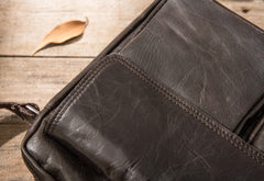 Cool Black Leather Mens Messenger Bag Vintage Shoulder Bag for Men - iwalletsmen