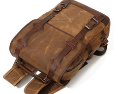 Waxed Canvas Leather Mens Backpack Canvas Travel Backpacks Canvas School Backpack for Men - iwalletsmen