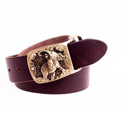 Handmade Genuine Leather Punk Rock Elephant Mens Cool Men Biker Trucker Leather Belt