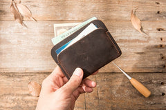 Vintage Leather Mens Card Holders Slim Front Pocket Wallet Card Wallets for Men - iwalletsmen