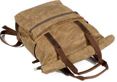 Waxed Canvas Leather Mens Backpack Canvas Travel Backpack Canvas School Backpack for Men - iwalletsmen