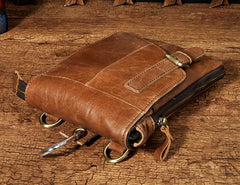 Mens Leather Small Side Bags COURIER BAG Waist Pouch Holster Belt Case Belt Pouch for Men - iwalletsmen