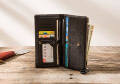 Cool Mens long Wallet Leather Bifold Wallet Long Wallets for Men - iwalletsmen