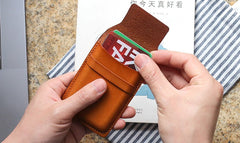Badass Leather Mens Card Wallet Front Pocket Wallets Small Slim Wallet Change Wallet for Men - iwalletsmen