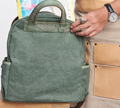 Canvas Green Mens Cool Backpack Canvas Travel Bag Canvas Handbag for Men - iwalletsmen