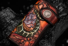 Handmade Leather Prajna Ghost Mens Chain Biker Wallet Cool Leather Wallet With Chain Wallets for Men