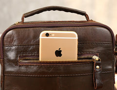 Cool Coffee Small Leather Mens Side Bag Messenger Bag Shoulder Bag for Men - iwalletsmen