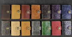 Handmade Leather Floral Mens Cool billfold Wallet Card Holder Small Card Slim Wallets for Men
