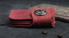 Handmade Leather Floral Mens Cool Biker Wallet Leather Wallet Men billfold Wallets Bifold for Men